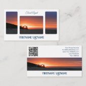 Reisagent sunset sky op oceaanstrand QR-Code Visitekaartje (Voorkant / Achterkant)