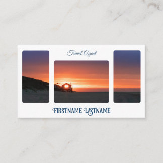 Reisagent sunset sky op oceaanstrand QR-Code Visitekaartje