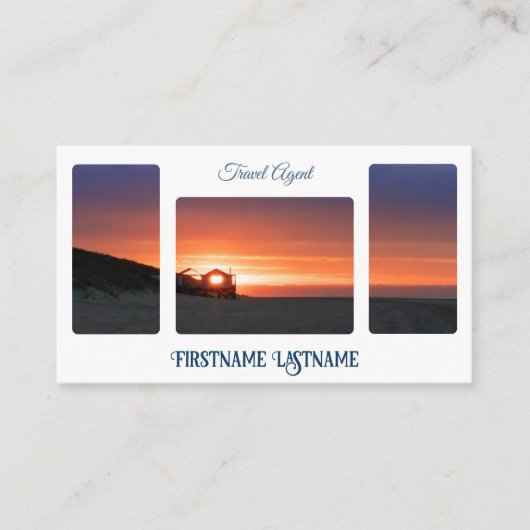 Reisagent sunset sky op oceaanstrand QR-Code Visitekaartje (Voorkant)
