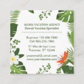 Reisagent Tropisch Palm Frond Hawaiian Vacking Vierkante Visitekaartje (Achterkant)