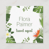 Reisagent Tropisch Palm Frond Hawaiian Vacking Vierkante Visitekaartje (Voorkant)