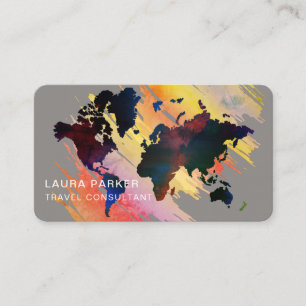 Reisagent Waterverf Wereldkaart Toerismereserverin Visitekaartje