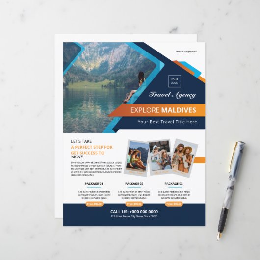 Reisagentschap Flyer Sjabloon (Voorkant / Achterkant in situ)