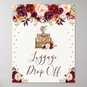 Reisavontuur Bagage Afgeven Vintage Bloemen Poster
