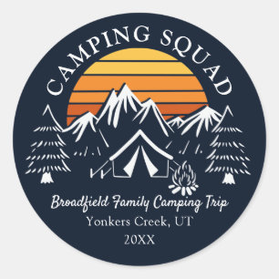 Reisbaan voor camping Squad Family Vacking Road Ronde Sticker