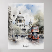 Reisbestemming Londen Waterverf Wall Art