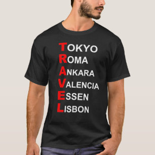 reisbestemmingen t-shirt