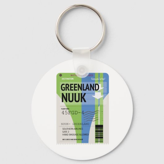 Reisbiljet Groenland Nuuk Sleutelhanger (Voorkant)