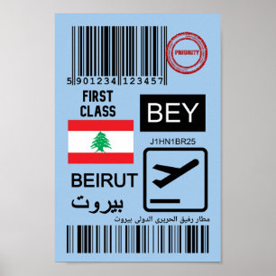 Reisbiljet van Beiroet Libanon Poster