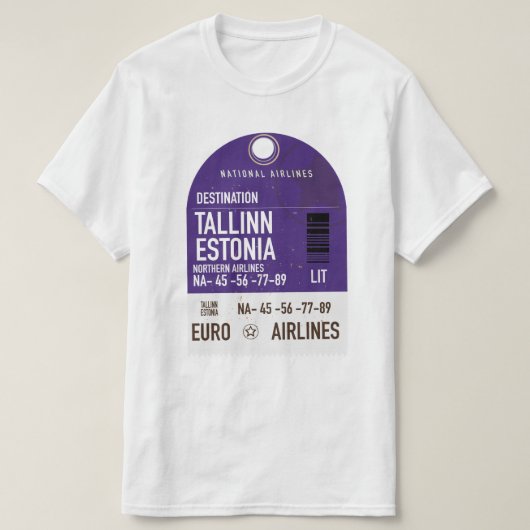 Reisbiljet van Tallinn Estland T-shirt (Design voorkant)