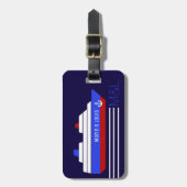 Reisboot cruise - gepersonaliseerd blauw & rood bagagelabel (Voorkant verticaal)