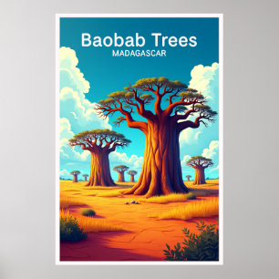 Reisbord Baobab Bomen Madagaskar Poster