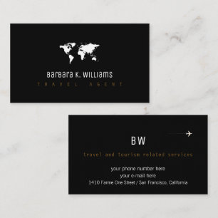 Reisbureau Black visitekaartje met Worldmap