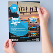 Reisbureau Flyer Blue Sjabloon (Hand)