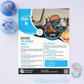 Reisbureau Flyer Blue Sjabloon (Enkel)