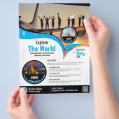 Reisbureau Flyer Blue Sjabloon (Hand)