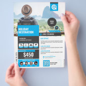 Reisbureau Flyer Blue Sjabloon (Hand)