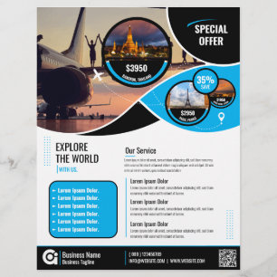 Reisbureau Flyer Blue Sjabloon