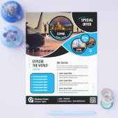 Reisbureau Flyer Blue Sjabloon (Enkel)