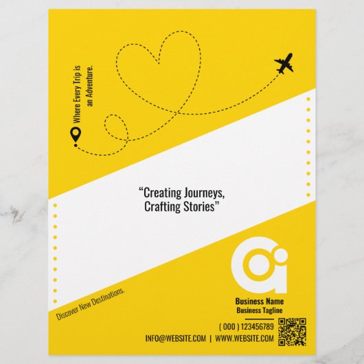 Reisbureau Flyer Yellow Sjabloon (Achterkant)