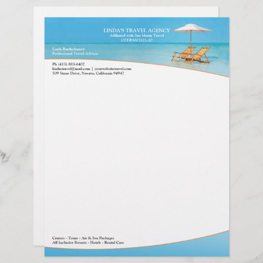 reisbureau Letterhead Briefhoofd Ontwerp (Voorkant / Achterkant)
