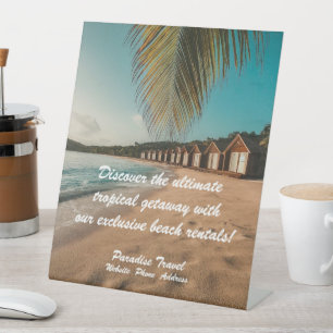 Reisbureau Marketing en Adverteren Tropical Reclamebord Met Voetstuk