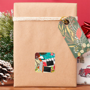 Reiscollage met iconische bezienswaardigheden Vaka Vierkante Sticker