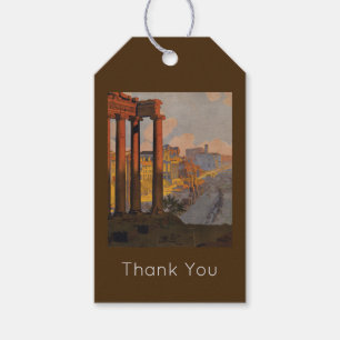 Reisdesign uit het verleden met het Romeinse Forum Cadeaulabel