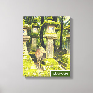 Reisdruk op het Japanse herenpark Nara Japan Canvas Afdruk