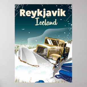 Reisdruk Reykjavik IJsland Poster