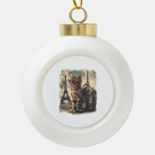 Reisgenoot kat keramische bal ornament