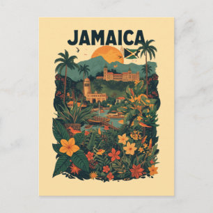 Reisillustratie in vintage stijl Jamaica Feestdagenkaart
