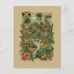 Reisillustratie in vintage stijl Jamaica Feestdagenkaart