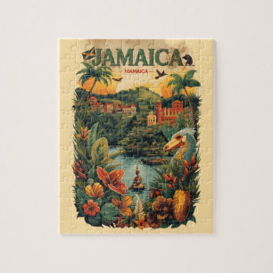Reisillustratie in vintage stijl Jamaica Legpuzzel