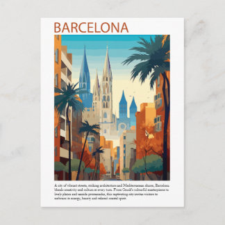 Reisillustratie van Barcelona in vintage stijl Briefkaart