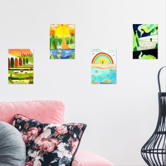 Reisillustraties Print Set (Woonkamer)