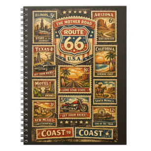 Reisjournaal met vintage Route 66-postzegel Notitieboek