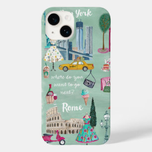 Reiskaart New York Rome Iphone 6 plus Hoesje
