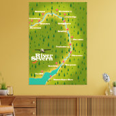 Reiskaart van de rivier de Severn Wales England Canvas Afdruk (Insitu (Woonkamer))