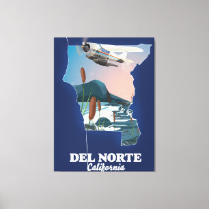 Reiskaart voor Del Norte California Canvas Afdruk