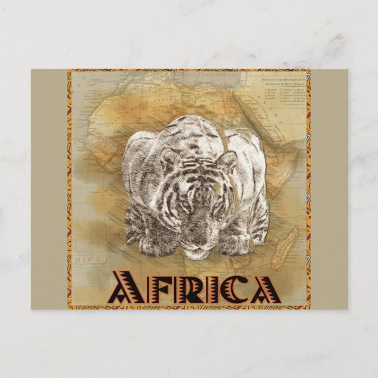 reiskaart voor Tiger-Afrika Briefkaart (Voorkant)