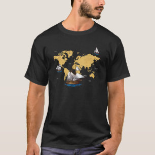 Reiskaarten Scheepvaart Land Wereld M T-shirt