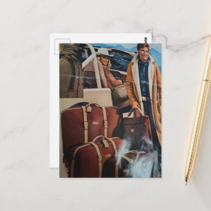 Reiskoffer Collage Man en Vrouw uit vroeger tijden Briefkaart