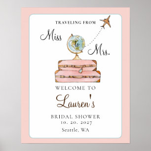 Reiskoffer 'Miss to Mrs' bruiloftswelcome Poster
