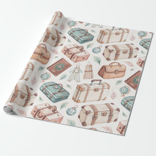 Reiskofferpatroon uit het verleden (2) cadeaupapier