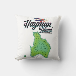 Reislandkaart van Hayman Island uit het verleden. Kussen