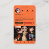 Reisplanner Instagram Sinaasappel Modern Monogram Visitekaartje (Voorkant)