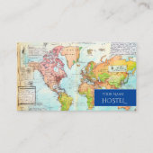 Reisplattegrond hostel oude stijl retro tekening visitekaartje (Voorkant)