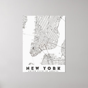 Reisplattegrond van New York City in vintage stijl Canvas Afdruk