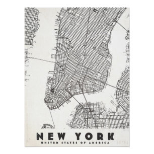 Reisplattegrond van New York City uit het verleden Perfect Poster